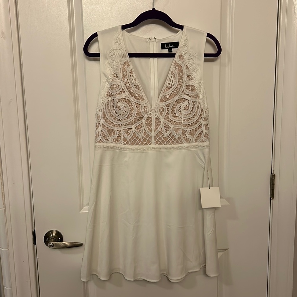 NWT Lulus Dress: White with nude lace size L